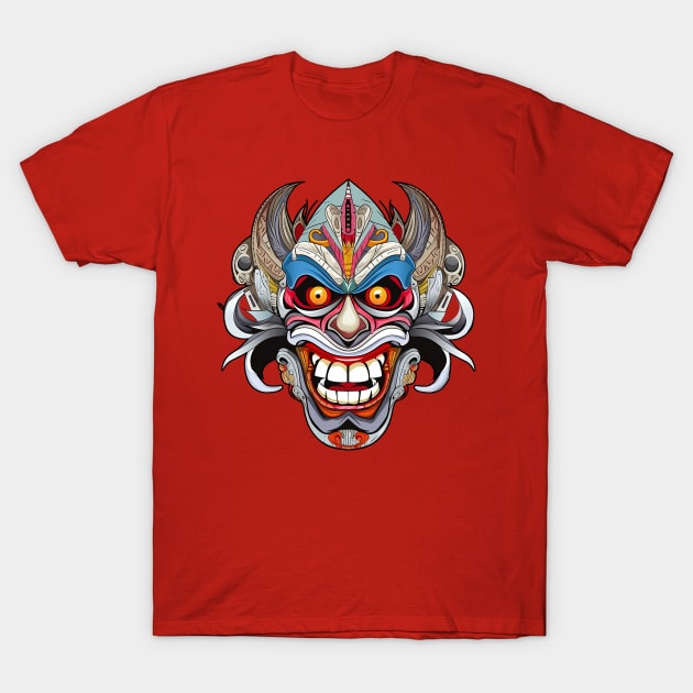 Modern Abstract of Balinese Mask: A Fusion of Tradition and Modernity T-Shirt by IdeationLab